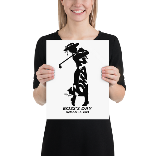 WOMEN GOLFER BOSS'S DAY2024 OLD-FASHIONED BLACK HOME OR OFFICE WALL DÉCOR 11”x14” UNFRAMED PRINT
