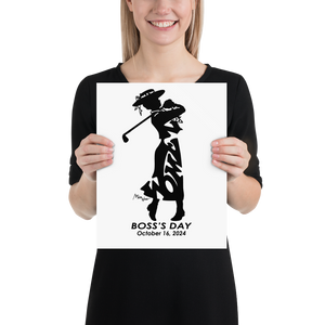 WOMEN GOLFER BOSS'S DAY2024 OLD-FASHIONED BLACK HOME OR OFFICE WALL DÉCOR 11”x14” UNFRAMED PRINT