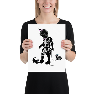 NEW SHOES GIRL TODDLER BLACK UNIQUE CHILD’S WALL DÉCOR 11”x14” UNFRAMED PRINT