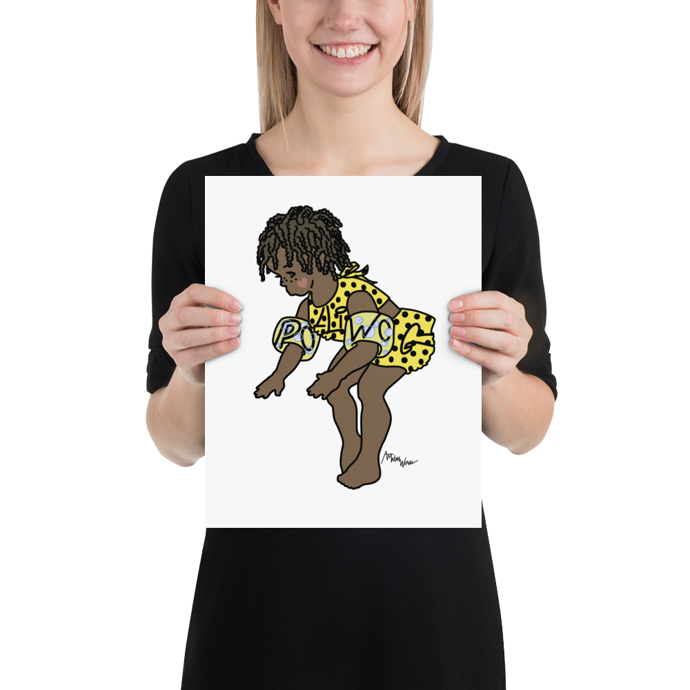 POLLIWOG GIRL TODDLER YELLOW UNIQUE CHILD’S WALL DÉCOR 11”x14” UNFRAMED PRINT