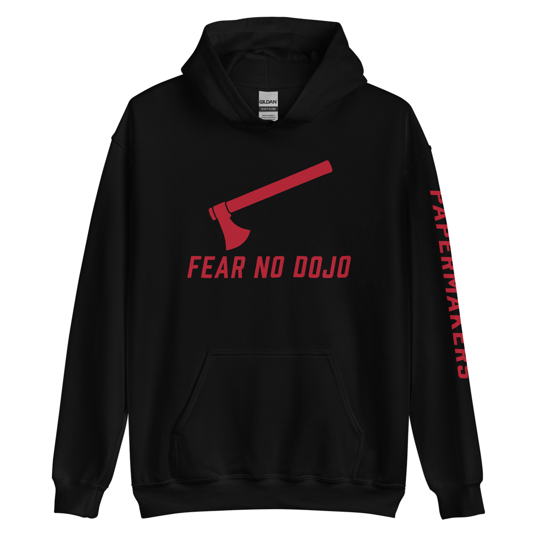FEAR NO DOJO RED AX PAPERMAKERS on sleeve Unisex Hoodie