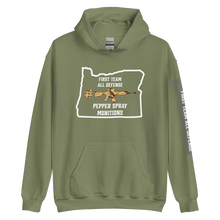 Load image into Gallery viewer, FIRST TEAM ALL DEFENSE Oregon Outline With High Desert Camo ACOG Gildan Unisex Hoodie