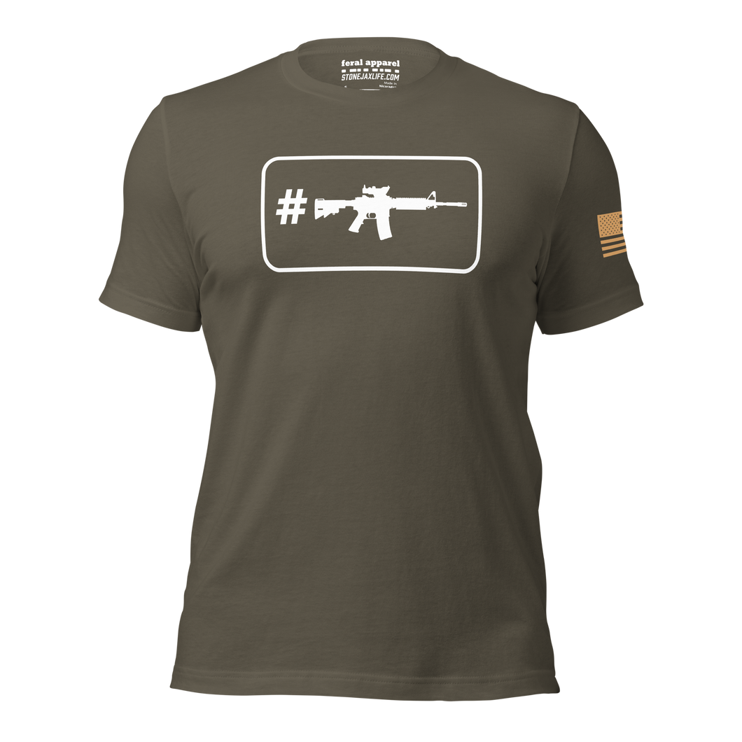 Hashtag ACOG Box on Army Green T-Shirt