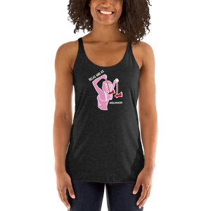 Ax Girl Pink White with Red Axes ROLLMAKERS RELAX AND AX on Vintage Black Women's Racerback Tank