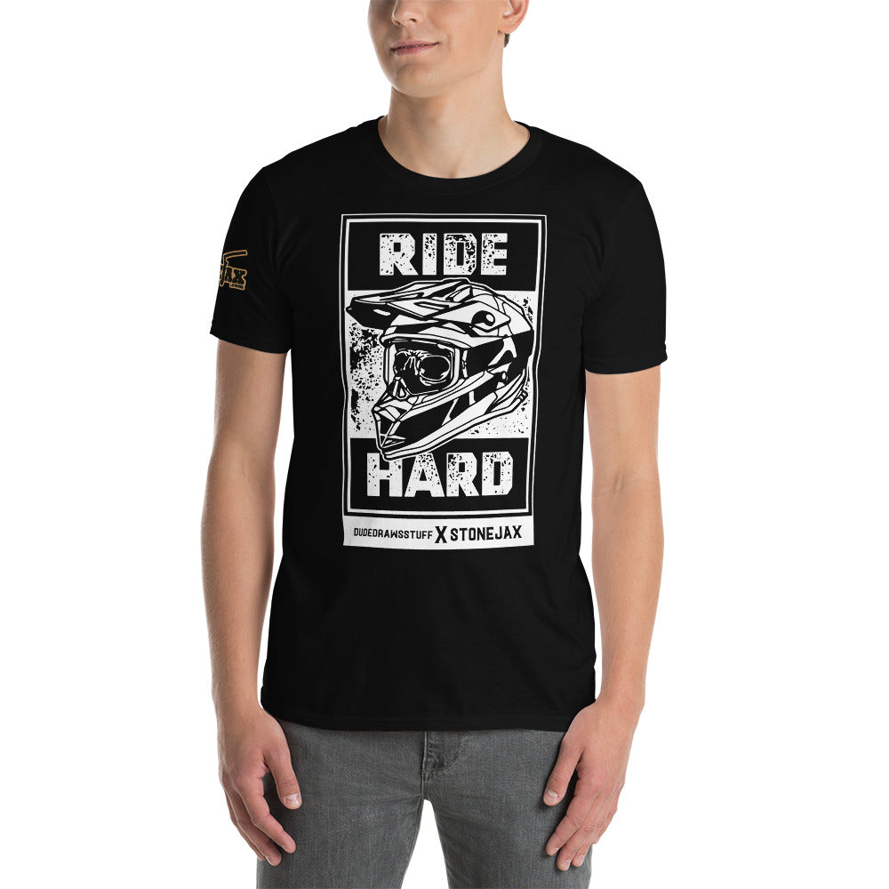 Ride Hard Dude Draws Stuff Black T-Shirt