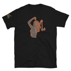 Ax Girl Gunmetal Orange on Black T-Shirt
