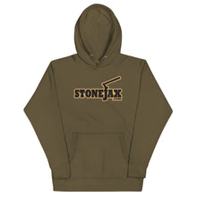 Load image into Gallery viewer, Stonejax Logo on Military Green Hoodie