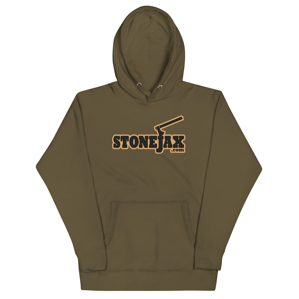 Stonejax Logo on Military Green Hoodie