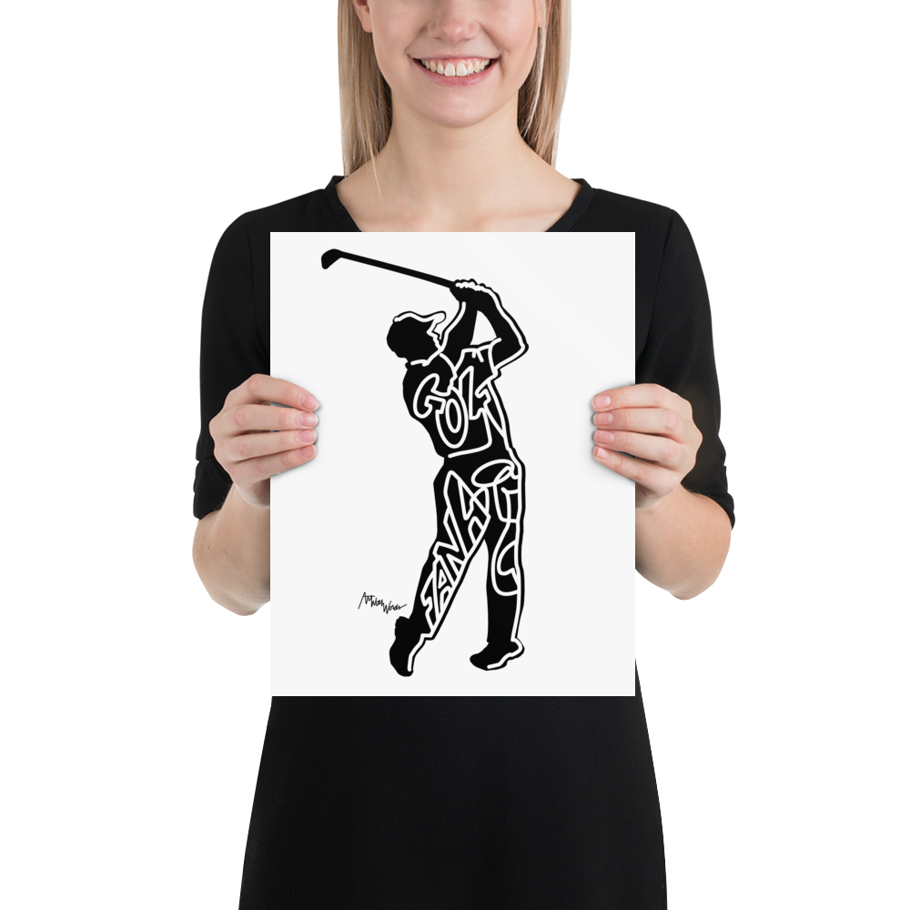 GOLF FANATIC BLACK and WHITE HOME OR OFFICE WALL DÉCOR 11”x14” UNFRAMED PRINT