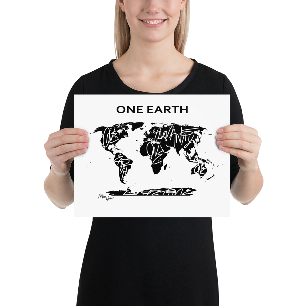 ONE EARTH ONE HUMANITY ONE LIFETIME UNIQUE WALL DÉCOR 14”x11” UNFRAMED ART PRINT