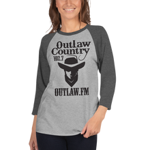 Load image into Gallery viewer, Outlaw Country NEW LOGO 3/4 Sleeve Shirt Heather Grey with Heather Charcoal Sleeves