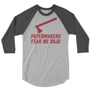 PAPERMAKERS FEAR NO DOJO RED AX Stonejax Font 3/4 Sleeve Shirt