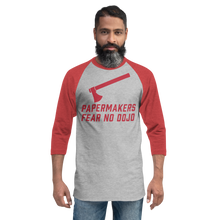 Load image into Gallery viewer, PAPERMAKERS FEAR NO DOJO RED AX Prohibition Font 3/4 Sleeve Shirt