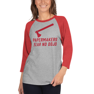 PAPERMAKERS FEAR NO DOJO RED AX Prohibition Font 3/4 Sleeve Shirt