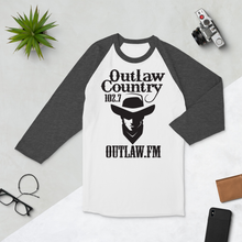 Load image into Gallery viewer, Outlaw Country NEW LOGO 3/4 Sleeve Shirt Heather Grey with Heather Charcoal Sleeves