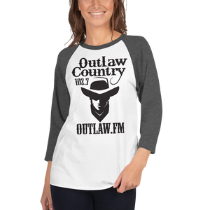 Outlaw Country NEW LOGO 3/4 Sleeve Shirt Heather Grey with Heather Charcoal Sleeves
