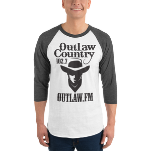 Outlaw Country NEW LOGO 3/4 Sleeve Shirt Heather Grey with Heather Charcoal Sleeves