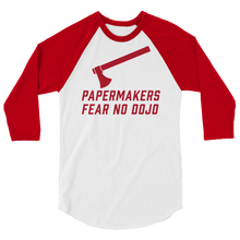 Load image into Gallery viewer, PAPERMAKERS FEAR NO DOJO RED AX Prohibition Font 3/4 Sleeve Shirt