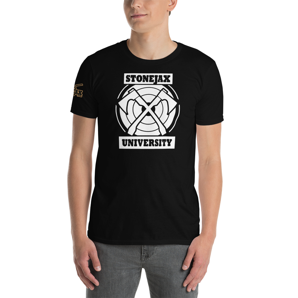 Stonejax University Target White on Black T-Shirt