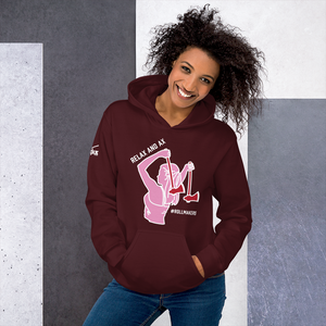 Ax Girl Pink White with Red Axes ROLLMAKERS RELAX on Maroon Hoodie