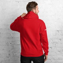 Load image into Gallery viewer, Ax Girl Pink White with Red Axes ROLLMAKERS RELAX on Red Hoodie