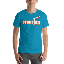 Load image into Gallery viewer, Stonejax Logo on Aqua Blue T-Shirt