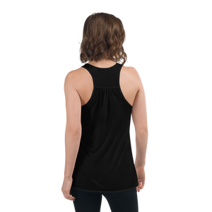 Ax Girl Pink White with Red Axes ROLLMAKERS on Black Women's Flowy Racerback Tank