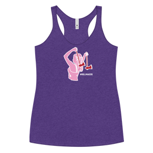 Ax Girl Pink White with Red Axes ROLLMAKERS on Purple Rush Women's Racerback Tank