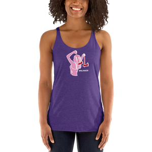 Ax Girl Pink White with Red Axes ROLLMAKERS on Purple Rush Women's Racerback Tank