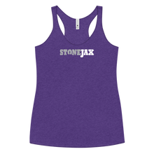 Load image into Gallery viewer, Stonejax Tolo Logo on Purple Women&#39;s Racerback Tank