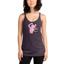 Load image into Gallery viewer, Ax Girl Pink White with Red Axes ROLLMAKERS on Vintage Purple Women&#39;s Racerback Tank
