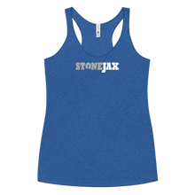 Load image into Gallery viewer, Stonejax Tolo Logo on Royal Blue Women&#39;s Racerback Tank