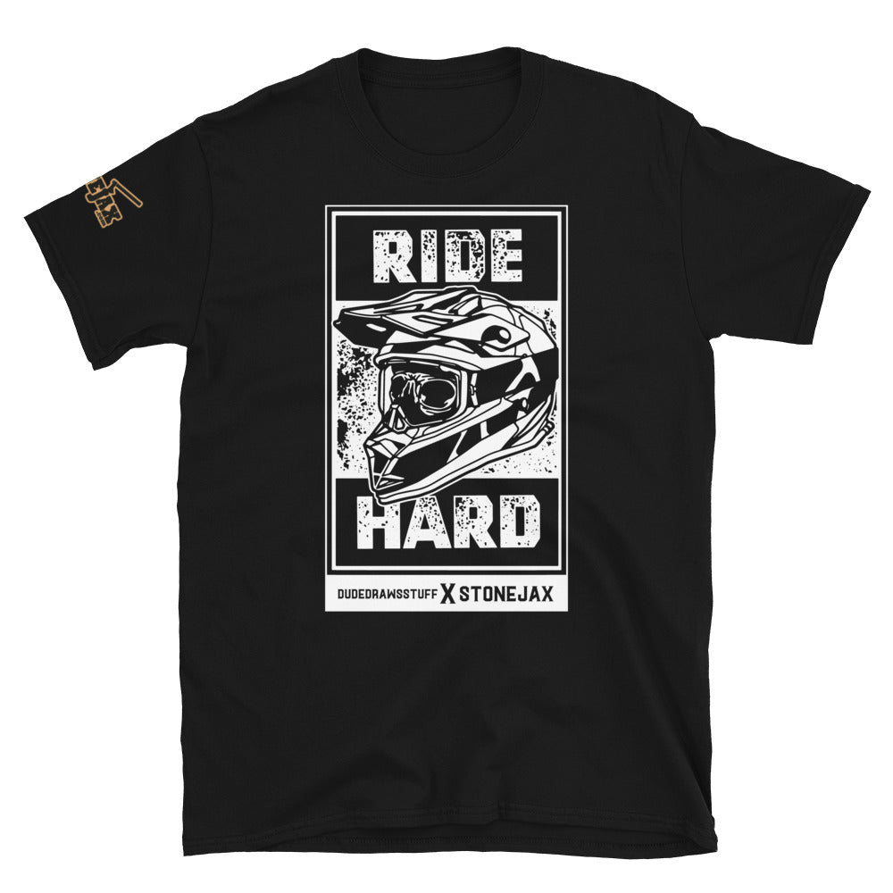 Ride Hard Dude Draws Stuff Black T-Shirt