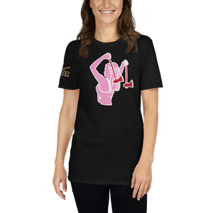 Ax Girl Pink White with Red Axes on Black T-Shirt