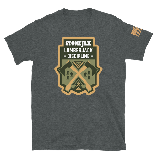 Lumberjack Discipline Tan Green Crest on Dark Heather T-Shirt