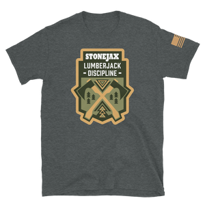 Lumberjack Discipline Tan Green Crest on Dark Heather T-Shirt
