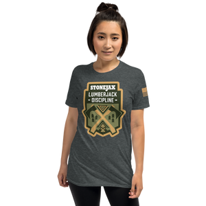 Lumberjack Discipline Tan Green Crest on Dark Heather T-Shirt