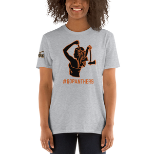 Ax Girl Black Orange GO PANTHERS on Sport Grey T-Shirt