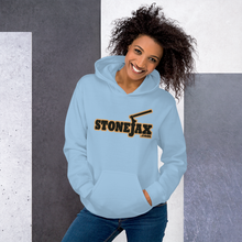 Load image into Gallery viewer, Stonejax Logo on Light Blue Hoodie