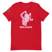 Load image into Gallery viewer, Ax Girl Pink White ROLLMAKERS on Red T-Shirt