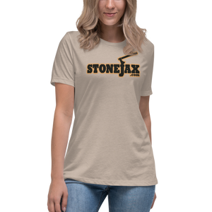 Stonejax Logo on Heather Stone Women's Relaxed T-Shirt