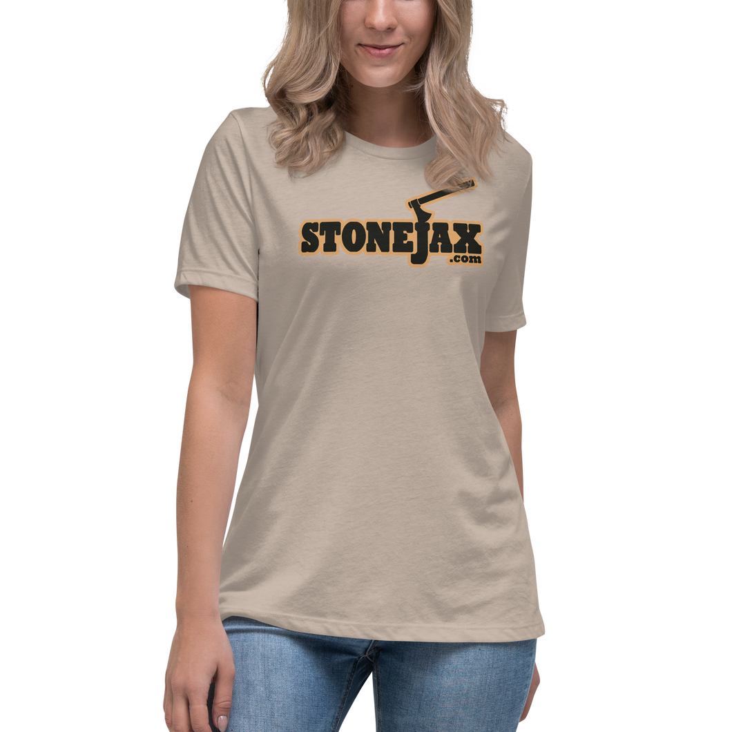 Stonejax Logo on Heather Stone Women's Relaxed T-Shirt